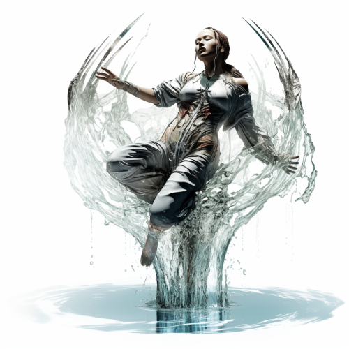 Beautiful Cyber Siren Statue on Water