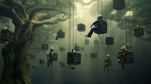 Cybernetic tree swinging humans