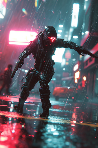 Cyberpunk fight scene