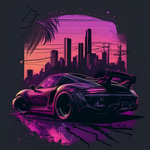 Cyberpunk GTA 5 Porsche Illustration Cyberpunk GTA 5 Porsche Illustration