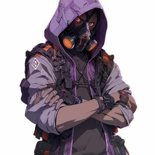 Cyberpunk Mercenary Wearing Mask Cartoon