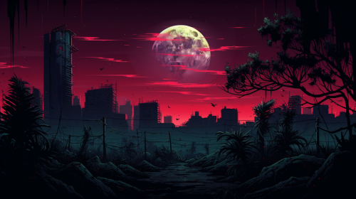 Minimalist cyberpunk plant growth