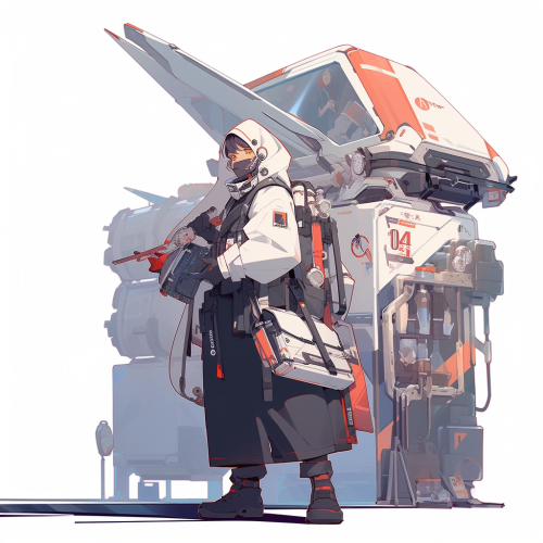 Female field medic with large medical tools