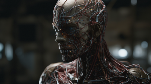 Cyborg with intricate wiring