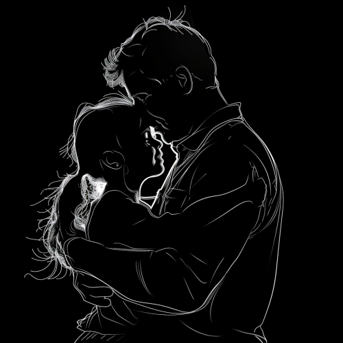 Dad hugging daughter silhouette photo