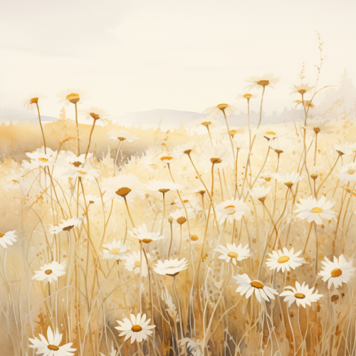 Daisy field in soft sunshine Daisy field in soft sunshine