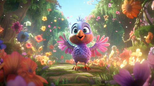 Joyful friends dancing in colorful garden