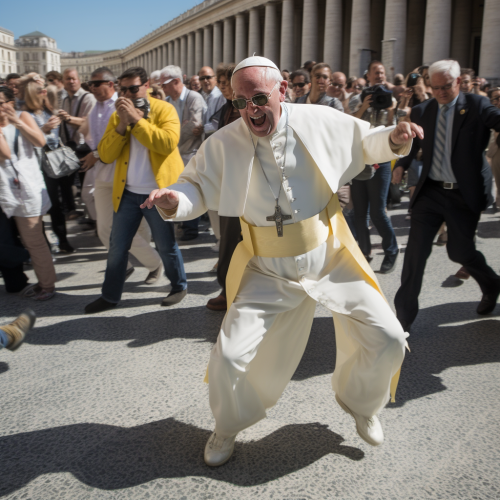 Dancing Pope in Vatican with Ignoring Tourists