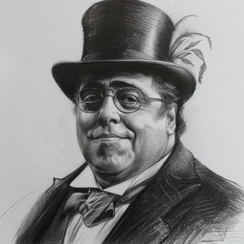 Danny Devito top hat suit drawing