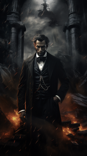 Abraham Lincoln in Dark Fantasy 80s Aesthetic