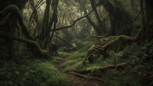 Dark Gnarly Forest Trees Plants