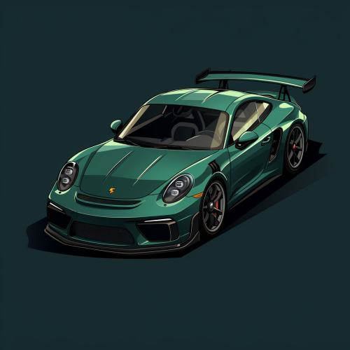 Satellite view of dark green Porsche GTR3