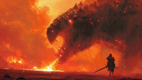 Dark Knight Monster Battle Illustration