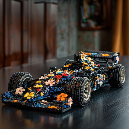 Dark racing car with flowers LEGO model