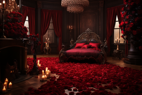 Luxurious dark red rose room