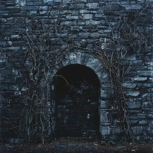 Stone wall with vines archway Stone wall with vines archway