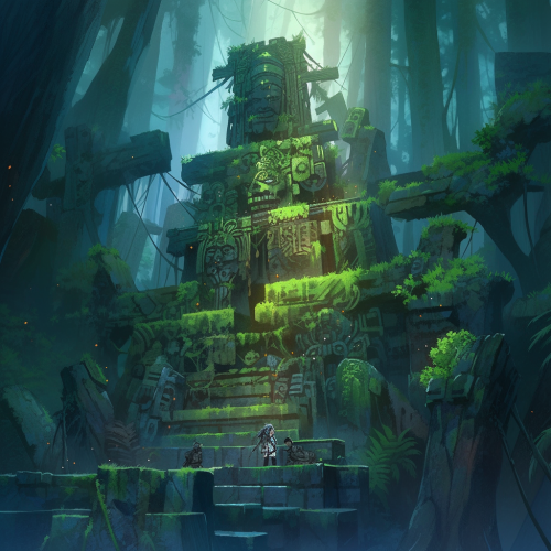 Ancient alien ziggurat in bamboo forest Ancient alien ziggurat in bamboo forest