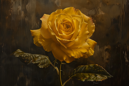 Dark Yellow Rose Painting Art