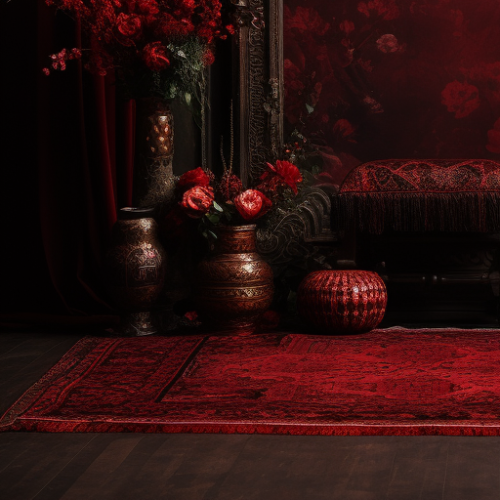 Dark empty room with crimson design