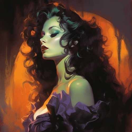 Female vampire in dark fantasy comic style