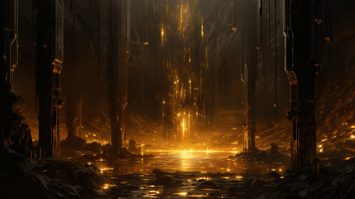 Mesmerizing dark void with golden sunlight