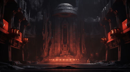 Dark cinematic interior of Darth Vader's castle