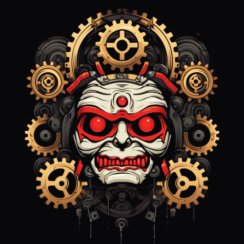 Daruma Doll Gears Rorschach T-Shirt Design