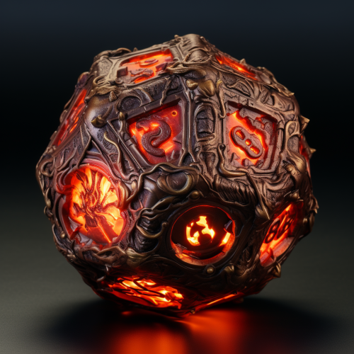 D20 with dawn, fire, light, dark