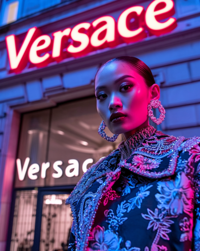 Luxurious Versace Outfit Fashion Model