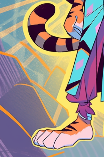 Art Deco Tiger Superhero Cartoon Image