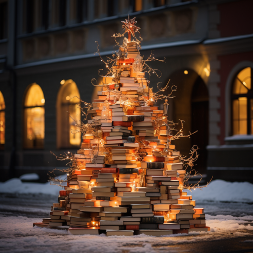 Beautifully decorated Christmas tree in German town