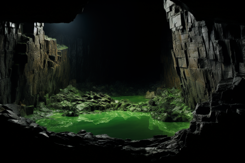 View of a deep pit on a black background View of a deep pit on a black background