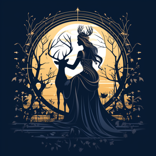 Fairy playing flute on deer - Deer Mystic logo