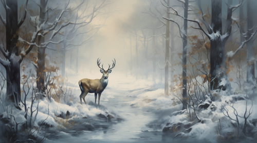 Beautiful deer in winter forest Beautiful deer in winter forest