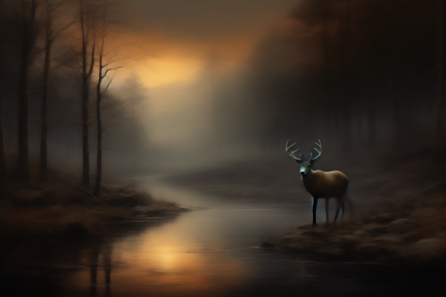 Deer drinking water at evening