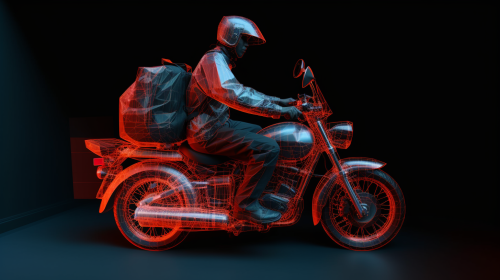 Delivery Boy on Bike with Thermal Camera