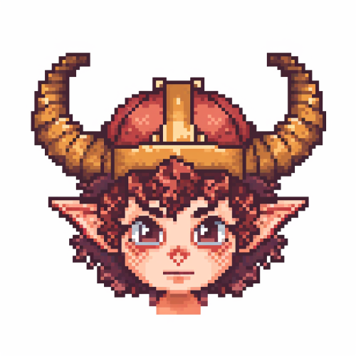 Demon Warrior Headshot Torso Pixel Art