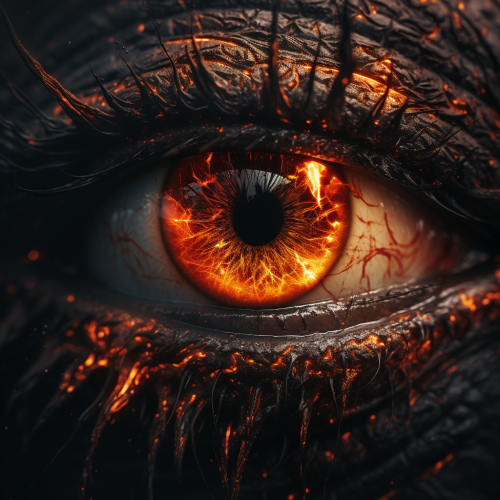 Close-up of Fiery Eye Demon