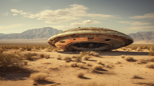 Uncover buried flying saucer in desert