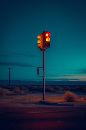 Desert Highway Traffic Light Eerie Symmetry Desert Highway Traffic Light Eerie Symmetry