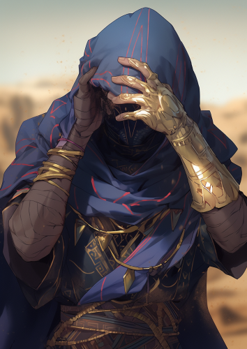 Man emerging from desert hole Man emerging from desert hole