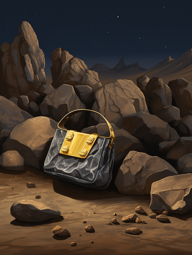 Small satchel with 3 yellow gold nuggets