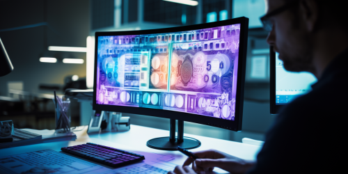 designer working modern banknote design