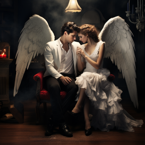 Surreal painting of deux anges amoureux Surreal painting of deux anges amoureux