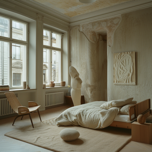 Danish Design Apartment Bedroom with Bed