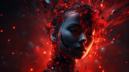 Red Neon Digital Head