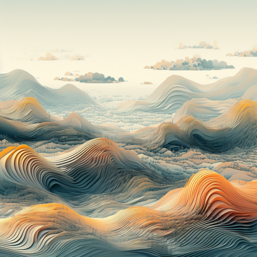 Beautiful landscape made of digital lines