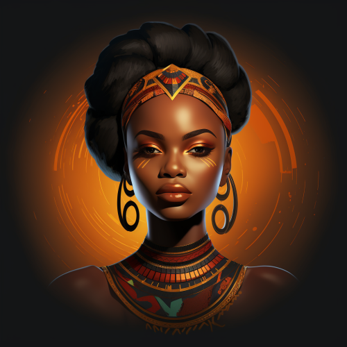 African female with digital logo in poiytail