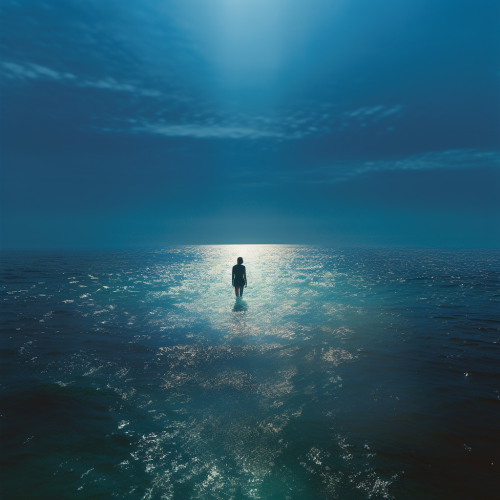 Silhouettes swimming in digital ocean Silhouettes swimming in digital ocean