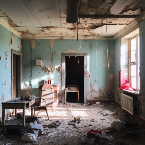Abandoned room in English council estate